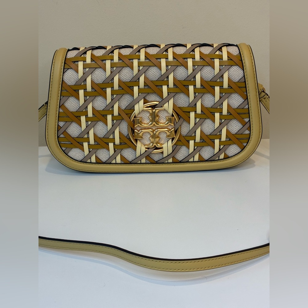 Tory Burch Miller Basketweave Leather Convertible Clutch